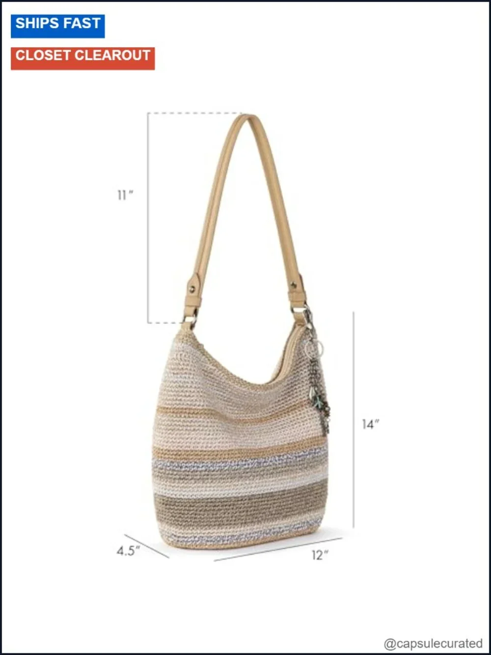 Hand Crochet Hobo Bag - Large Women's Purse, Tote with Zipper Pocket
